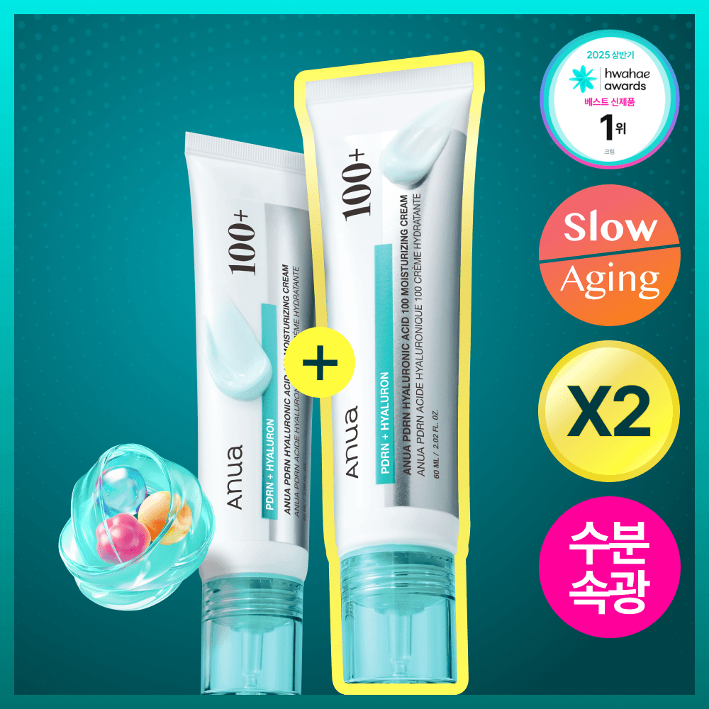 Anua PDRN Hyaluronic Acid 100 Moisturizing Cream 60ml*2ea